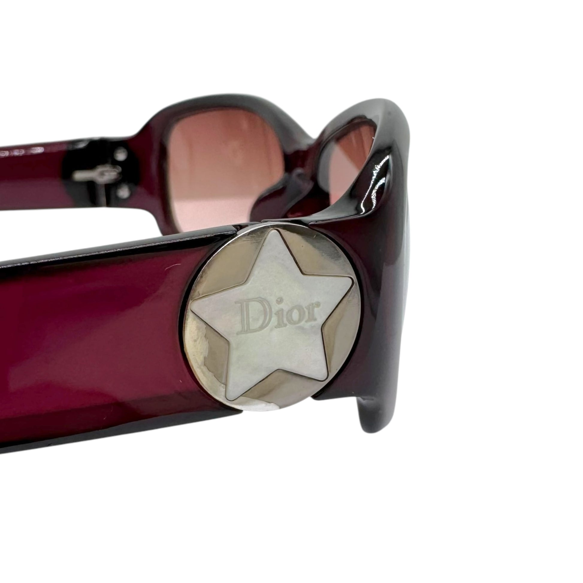 Christian Dior Burgundy Rectangle Sunglasses with Star Logo