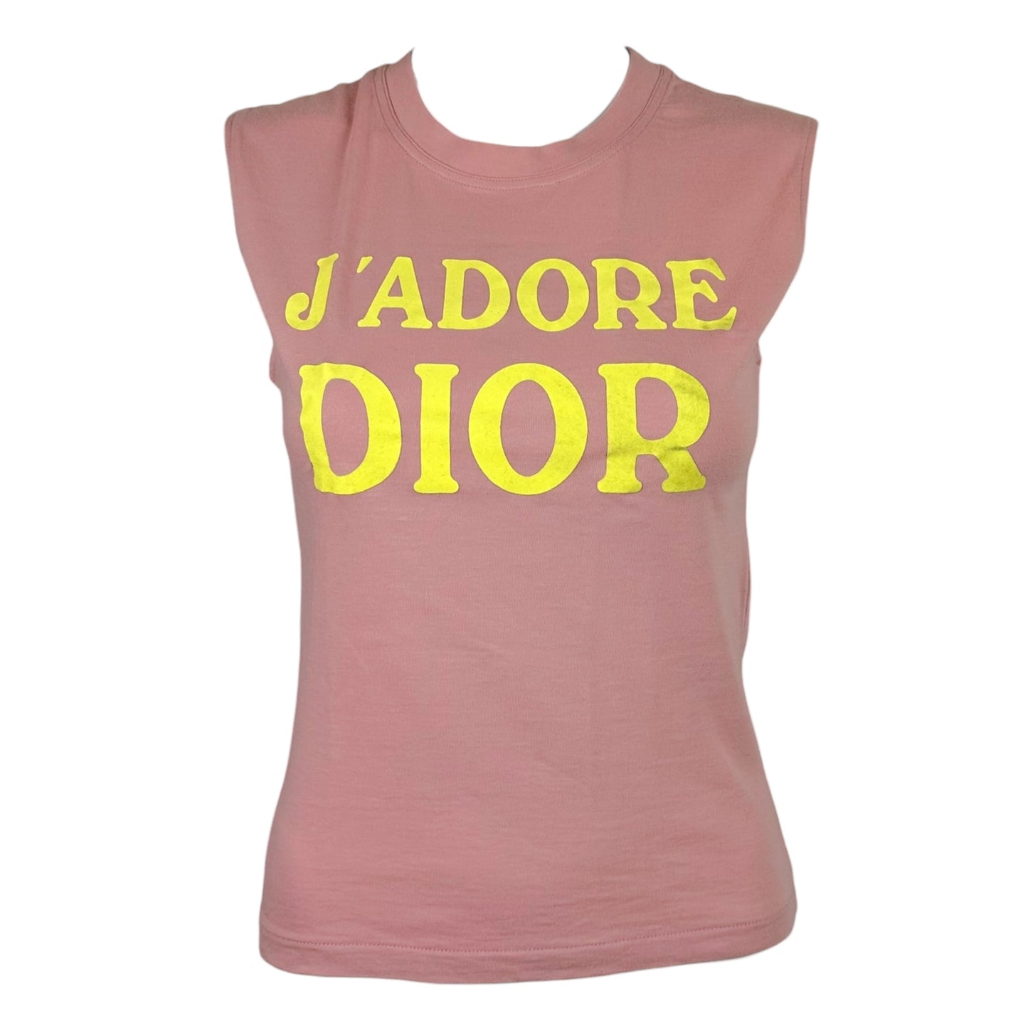 Christian Dior Pink Yellow J'Adore Logo Tank Top