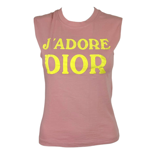 Christian Dior Pink Yellow J'Adore Logo Tank Top