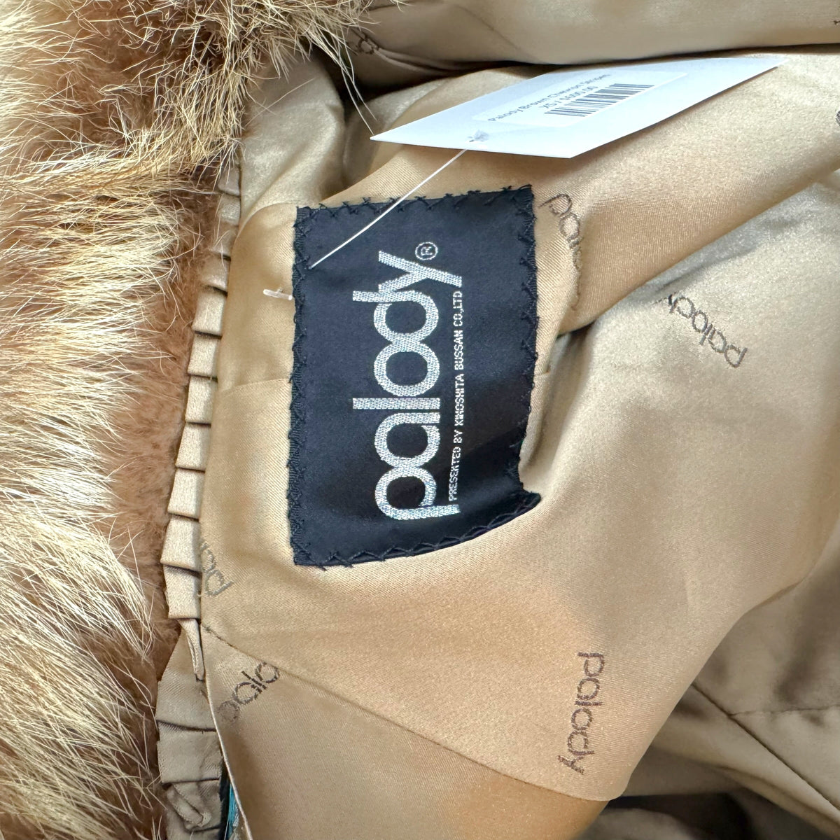 Palody Fox Fur Coat Brown Chevron Stripe 1980s Vintage