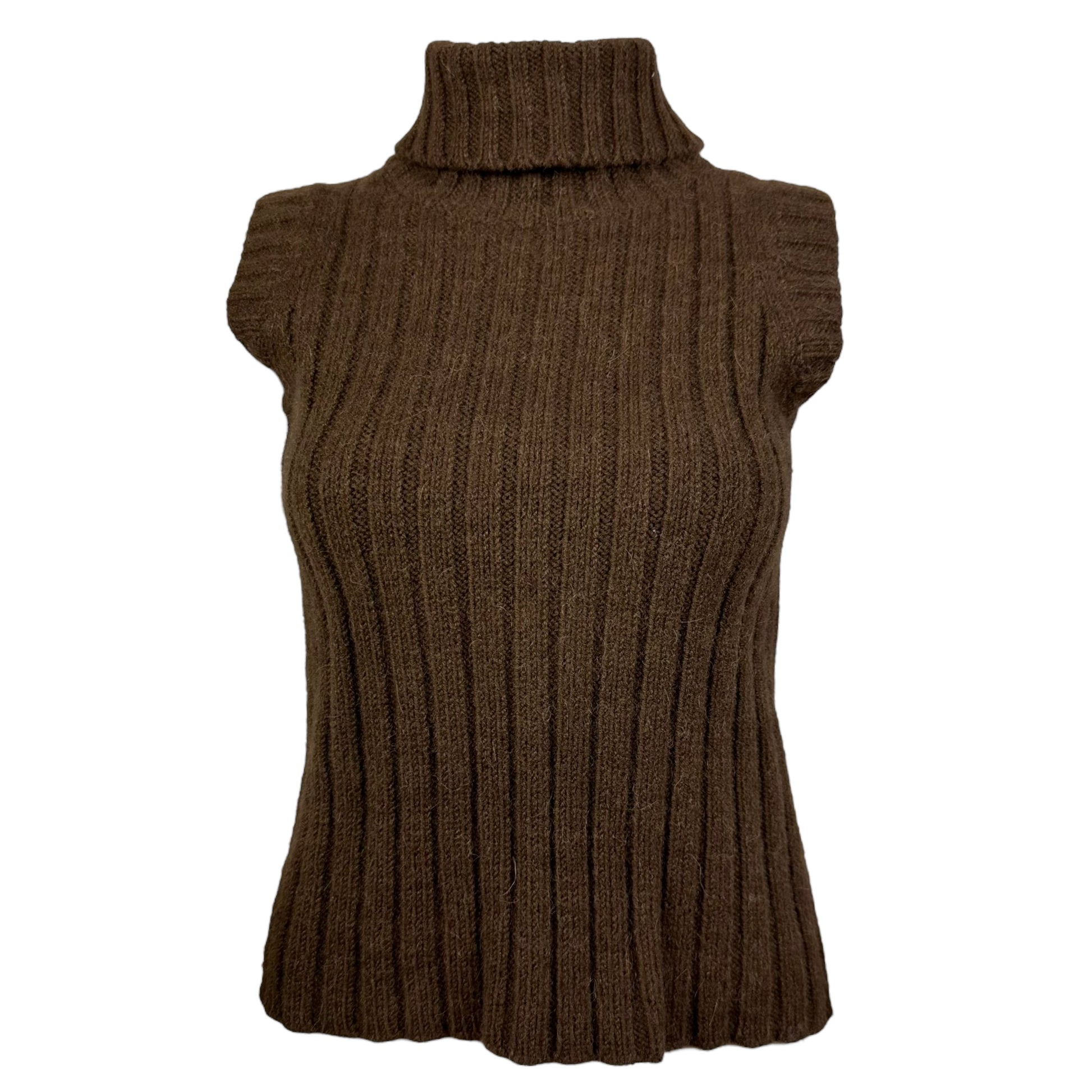 Balenciaga Brown Knit Sleeveless Turtleneck - Outfit Repeater