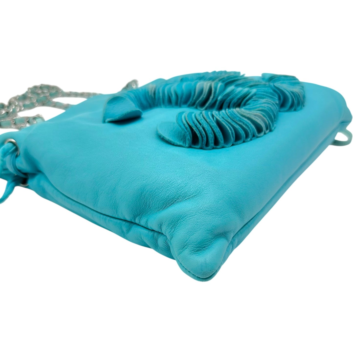 Chanel Teal Lambskin CC Logo Small Tote Bag 2008-09