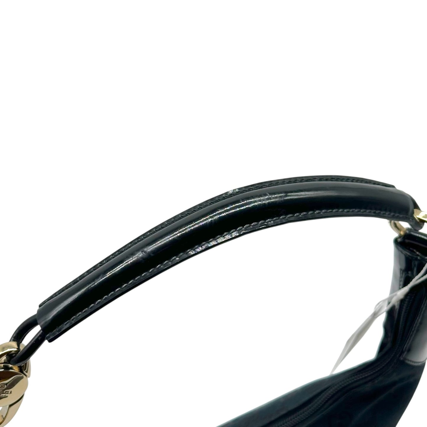 Gucci Black Monogram Canvas & Patent Leather Shoulder Bag