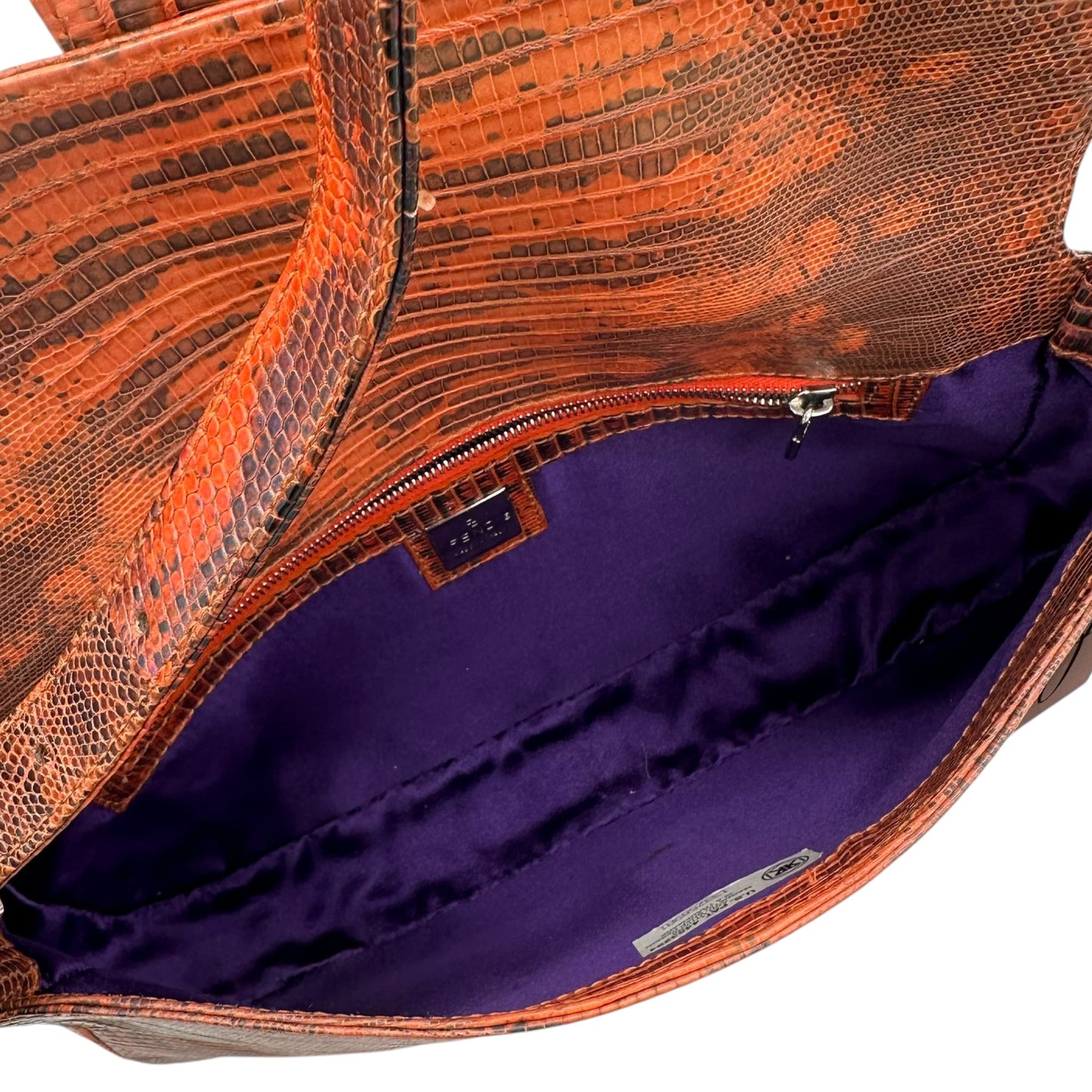 Fendi Coral Iridescent Lizard & Purple Stone Baguette Bag - Outfit Repeater