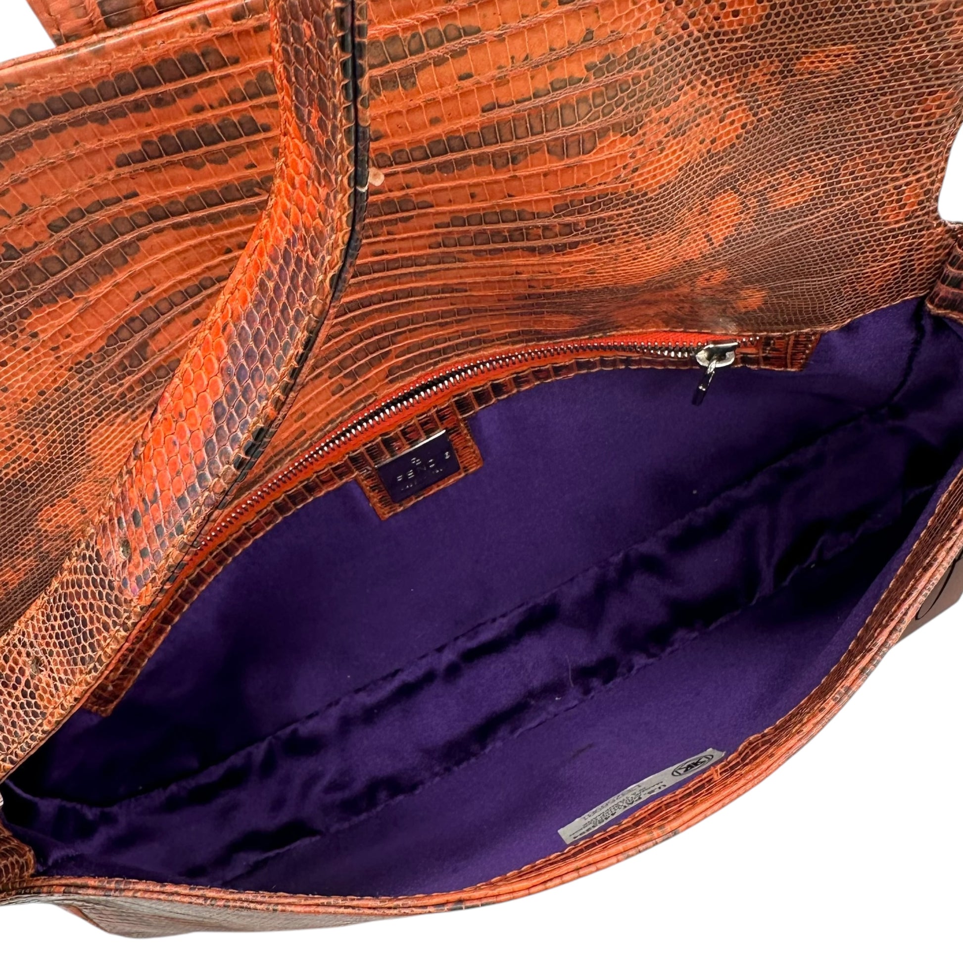 Fendi Coral Iridescent Lizard & Purple Stone Baguette Bag - Outfit Repeater