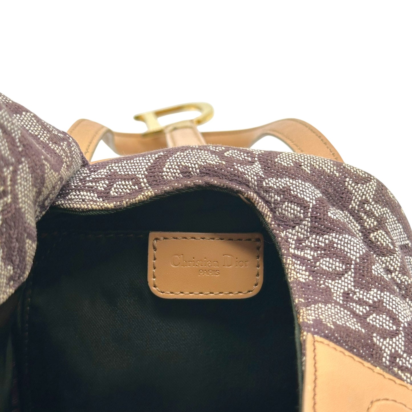 Christian Dior Burgundy Trotter Monogram & Tan Leather Dumpling Bag