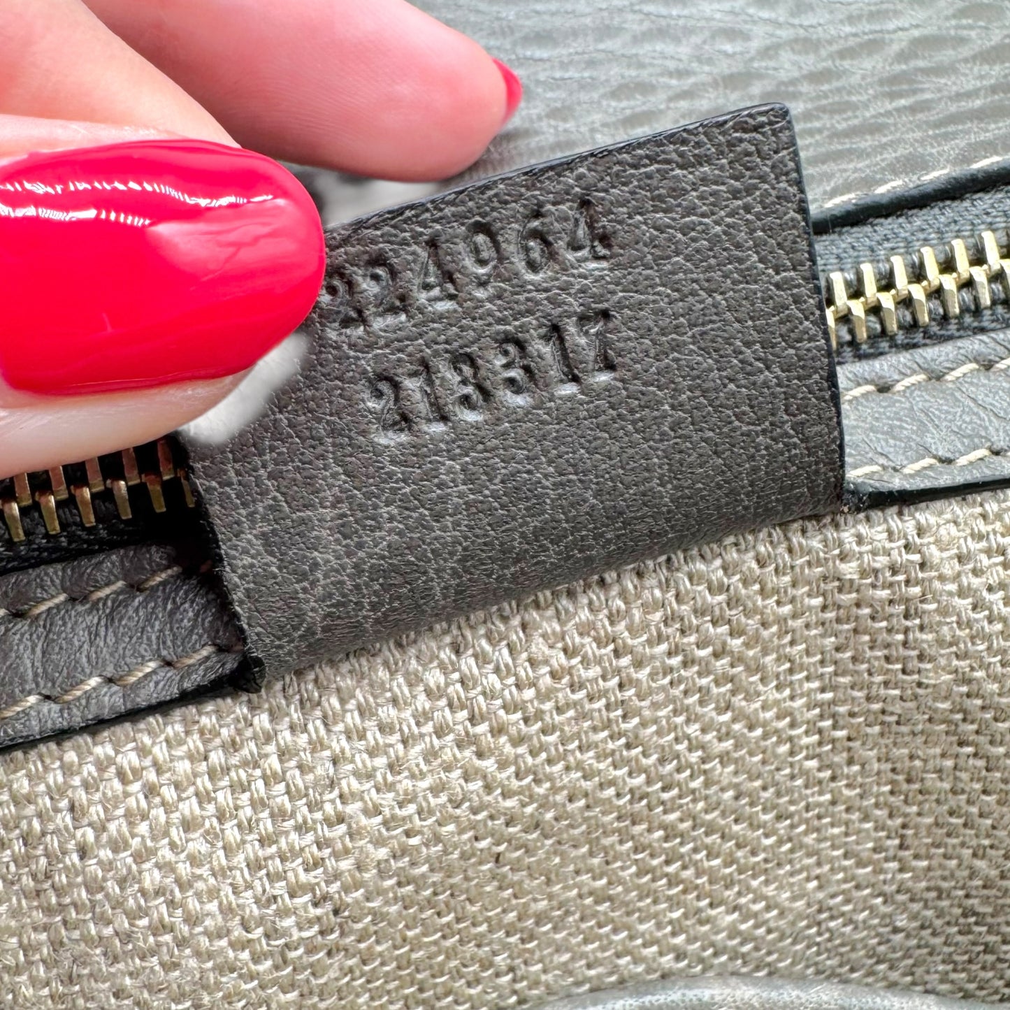 Gucci Gray Leather Bamboo Top Handle 2-Way Bag