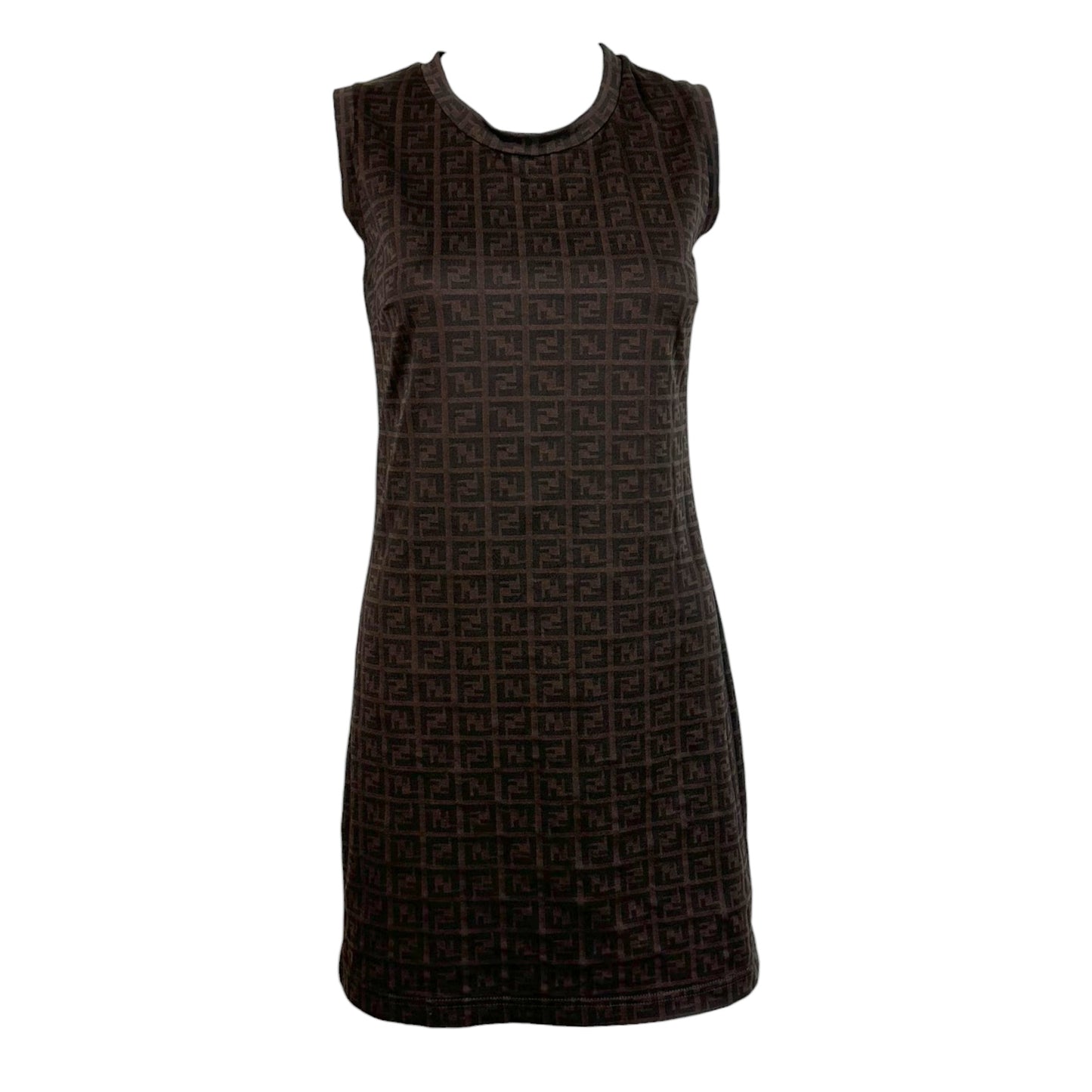 Fendi Brown & Black Zucca Monogram Mini Dress