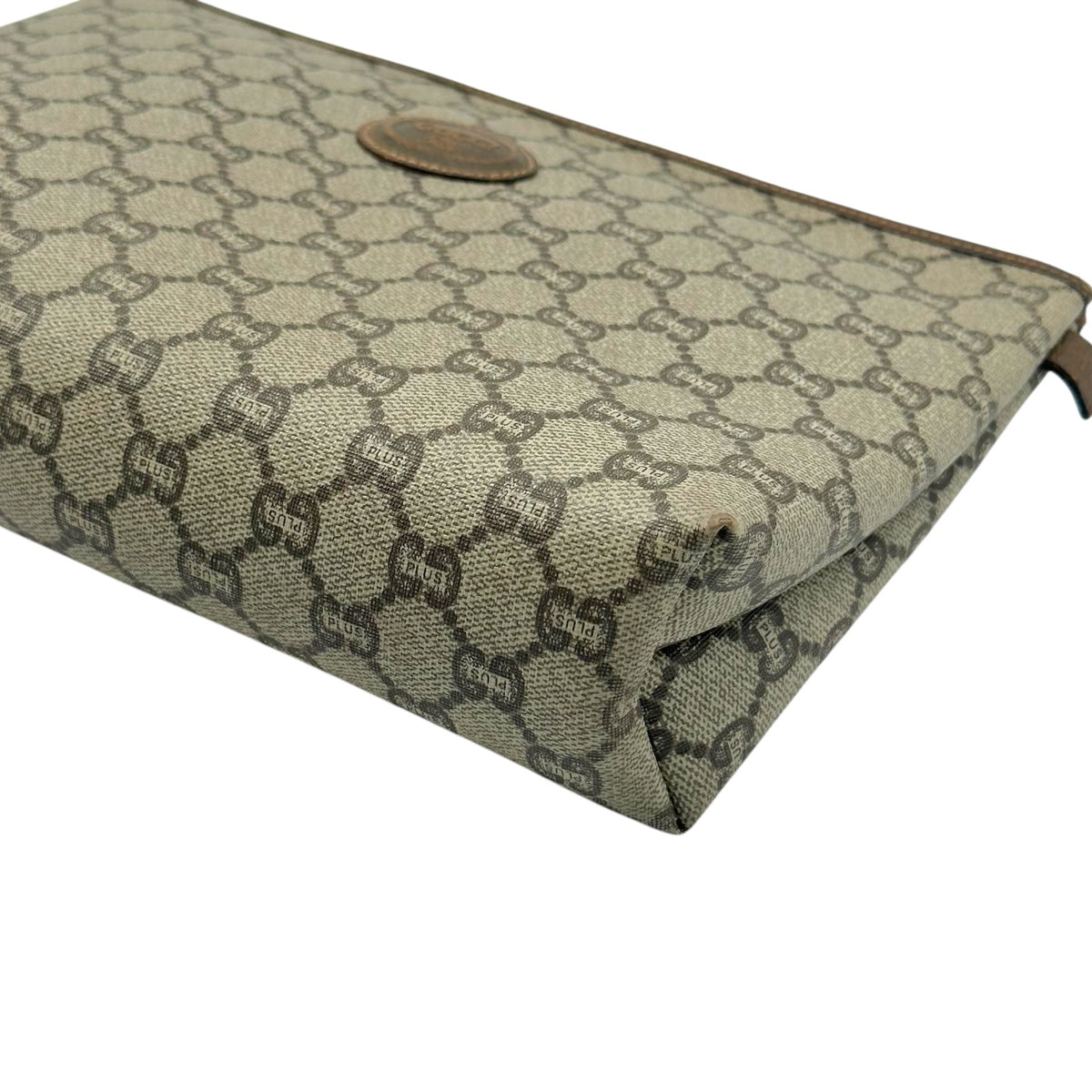 Gucci Plus Beige Monogram Zippered Pouch Bag