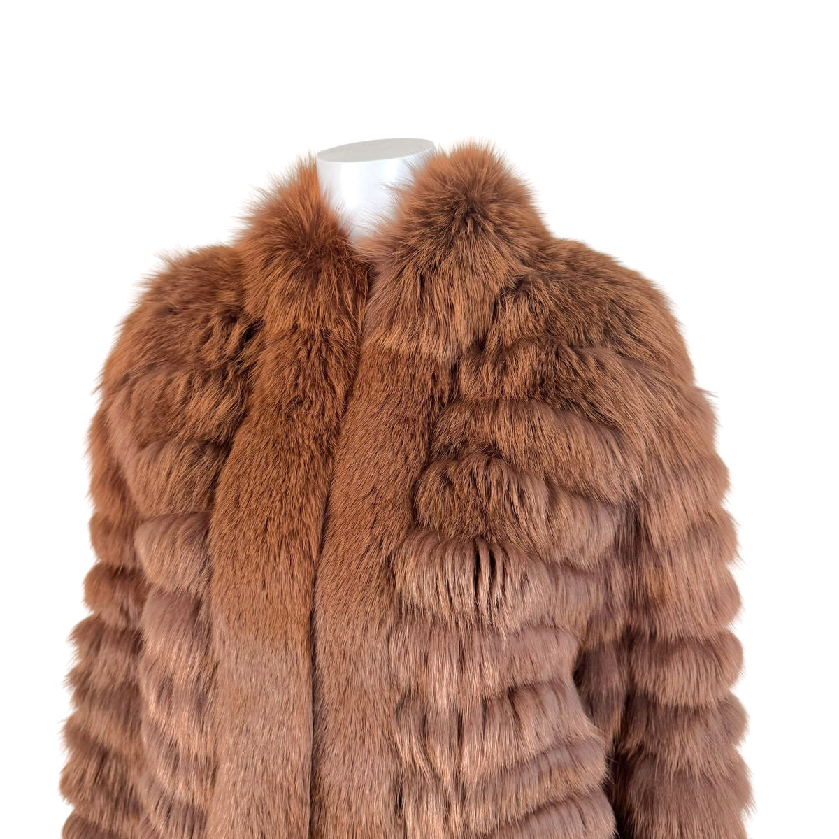 Saga Fox Fur Coat Brown Vintage 1990s Open Front