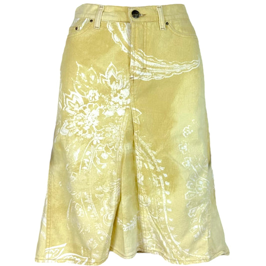 Just Cavalli Roberto Cavalli Yellow Paisley Print Midi Skirt