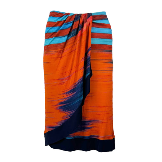 Jean Paul Gaultier Soleil Orange & Blue Patterned Midi Skirt