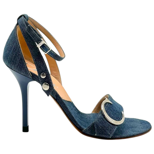 Christian Dior Denim CD Logo Heeled Sandals