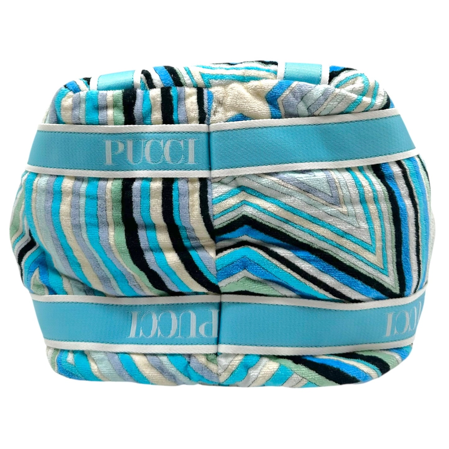 Emilio Pucci Blue Patterned 2-Way Terrycloth Beach Tote Bag