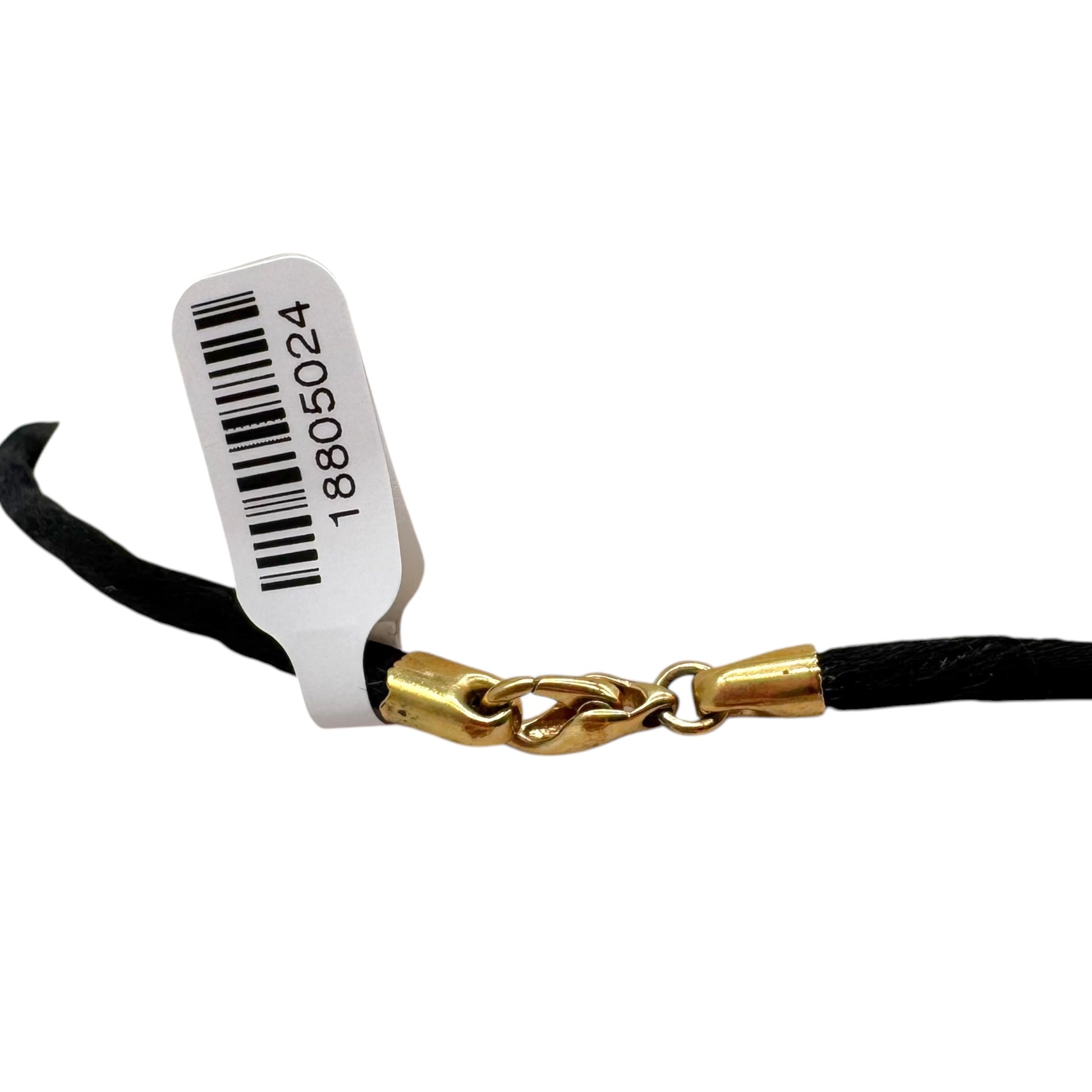 Christian Dior Black Cord Choker Necklace Gold Logo