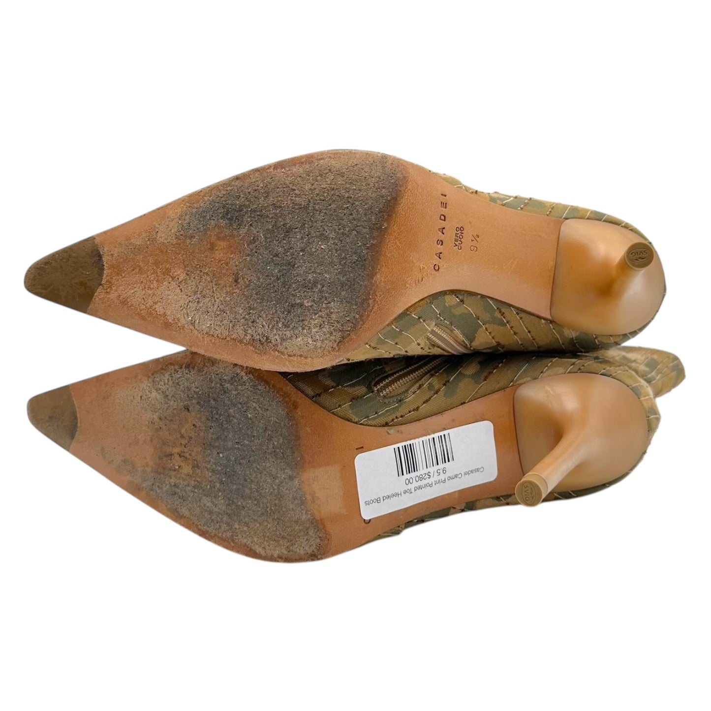 Casadei Camo Print Pointed Toe Heeled Boots