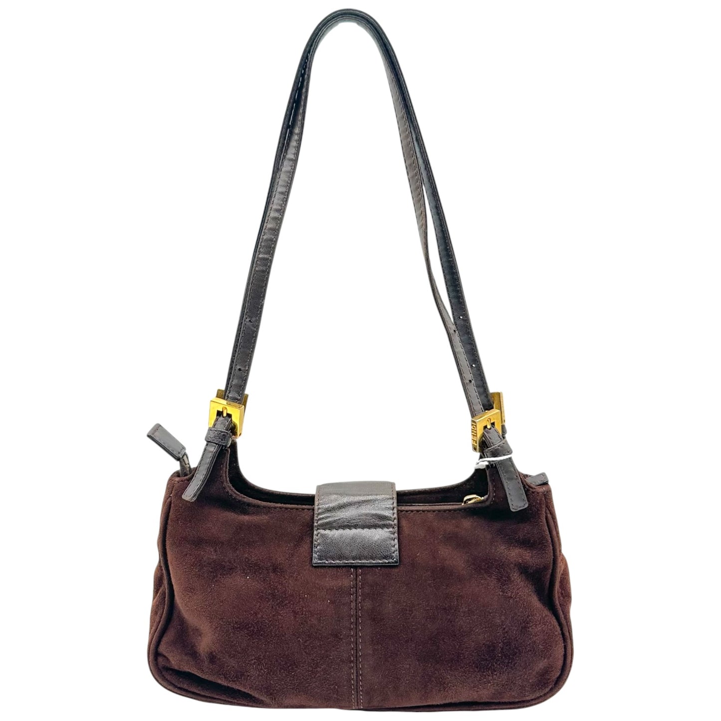 Fendi Brown Suede Small Shoulder Baguette Bag