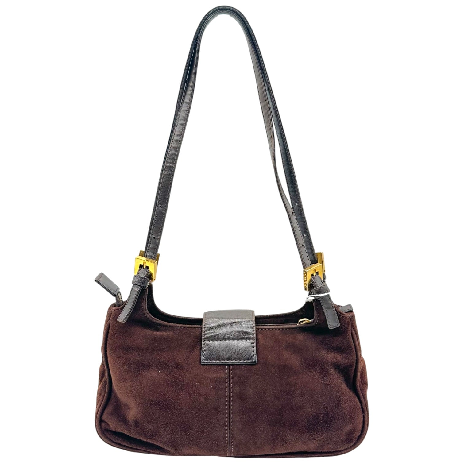 Fendi Brown Suede Small Shoulder Baguette Bag