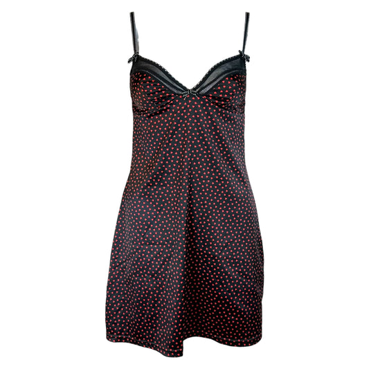 D&G Mini Slip Dress Heart Print Spaghetti Straps A-Line