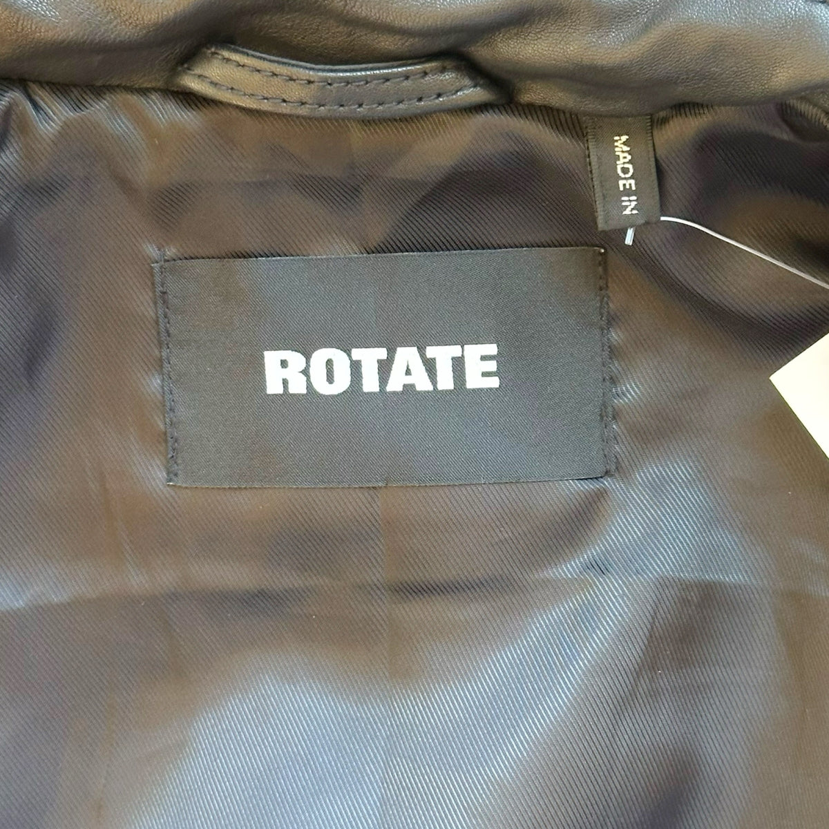 Rotate Black Oversized Peplum Hem Leather Jacket