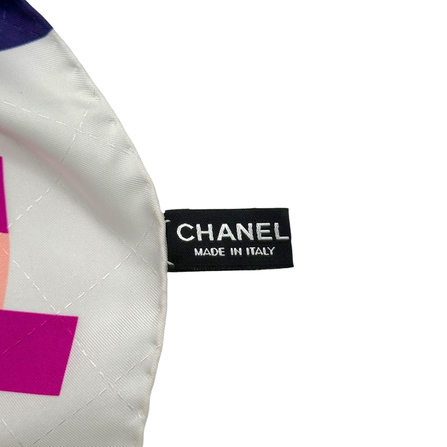 Chanel Large Silk Square Scarf Multicolor Pixelated Print