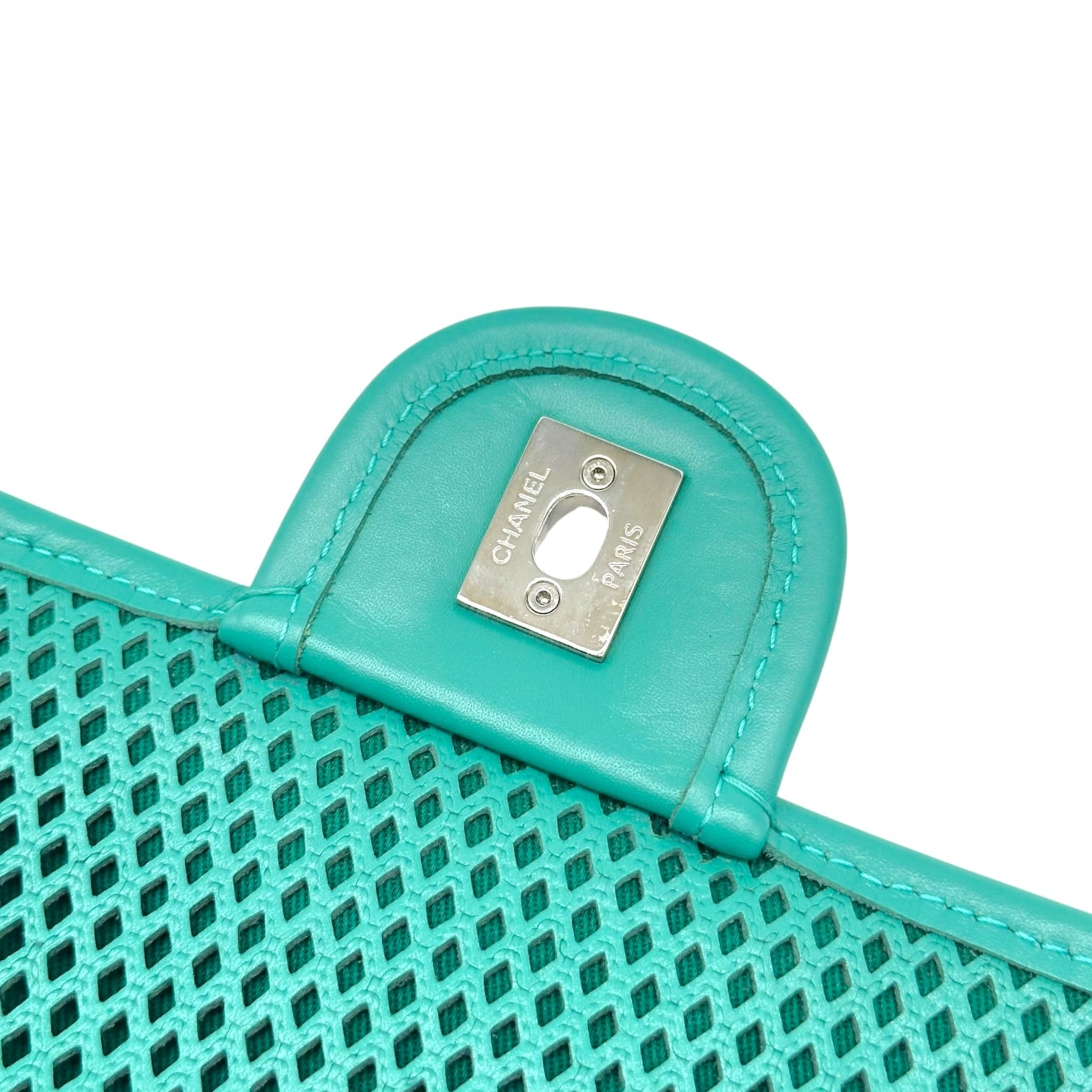 Chanel Medium Flap Bag Turquoise Perforated Leather