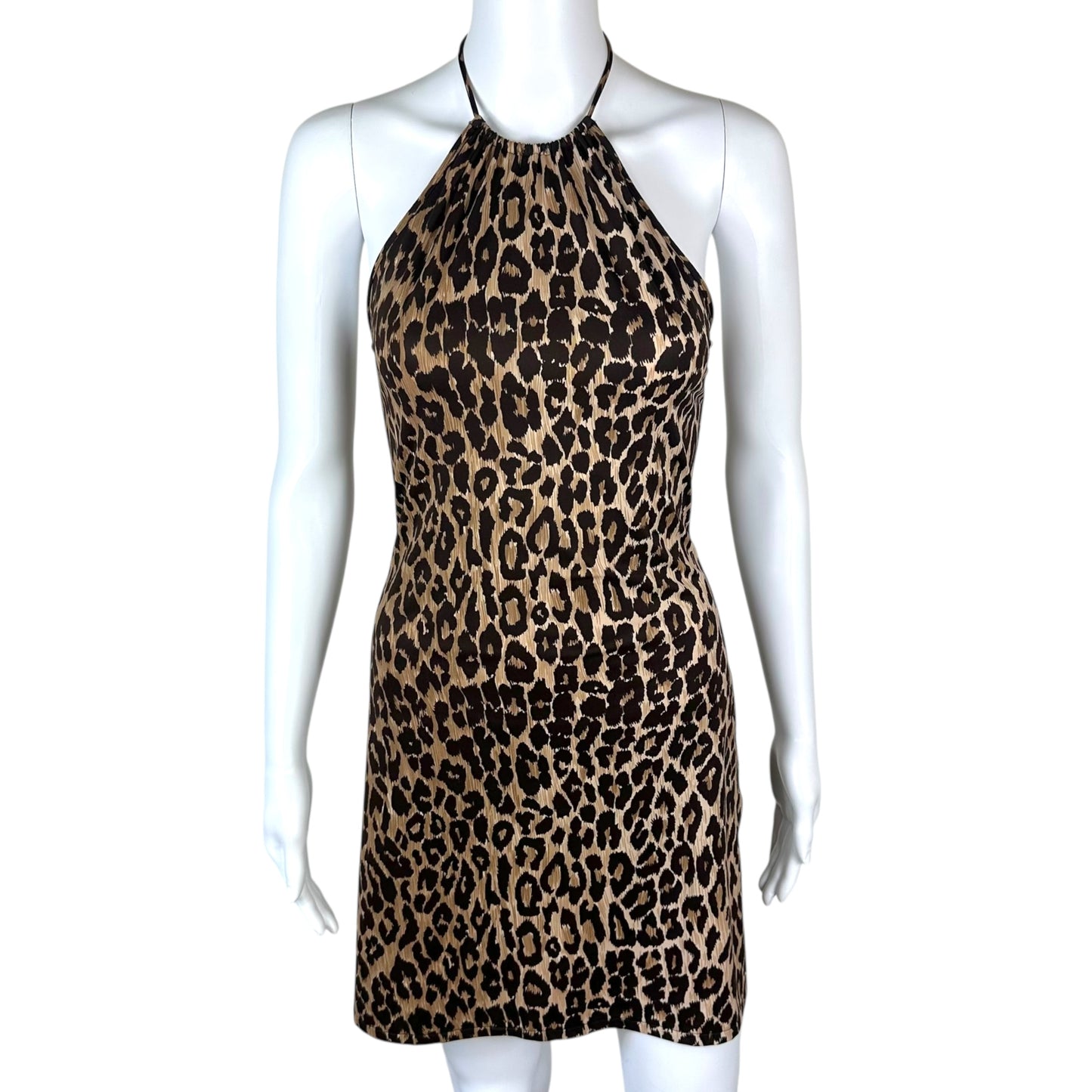 Dolce & Gabbana Leopard Print Halter Mini Dress
