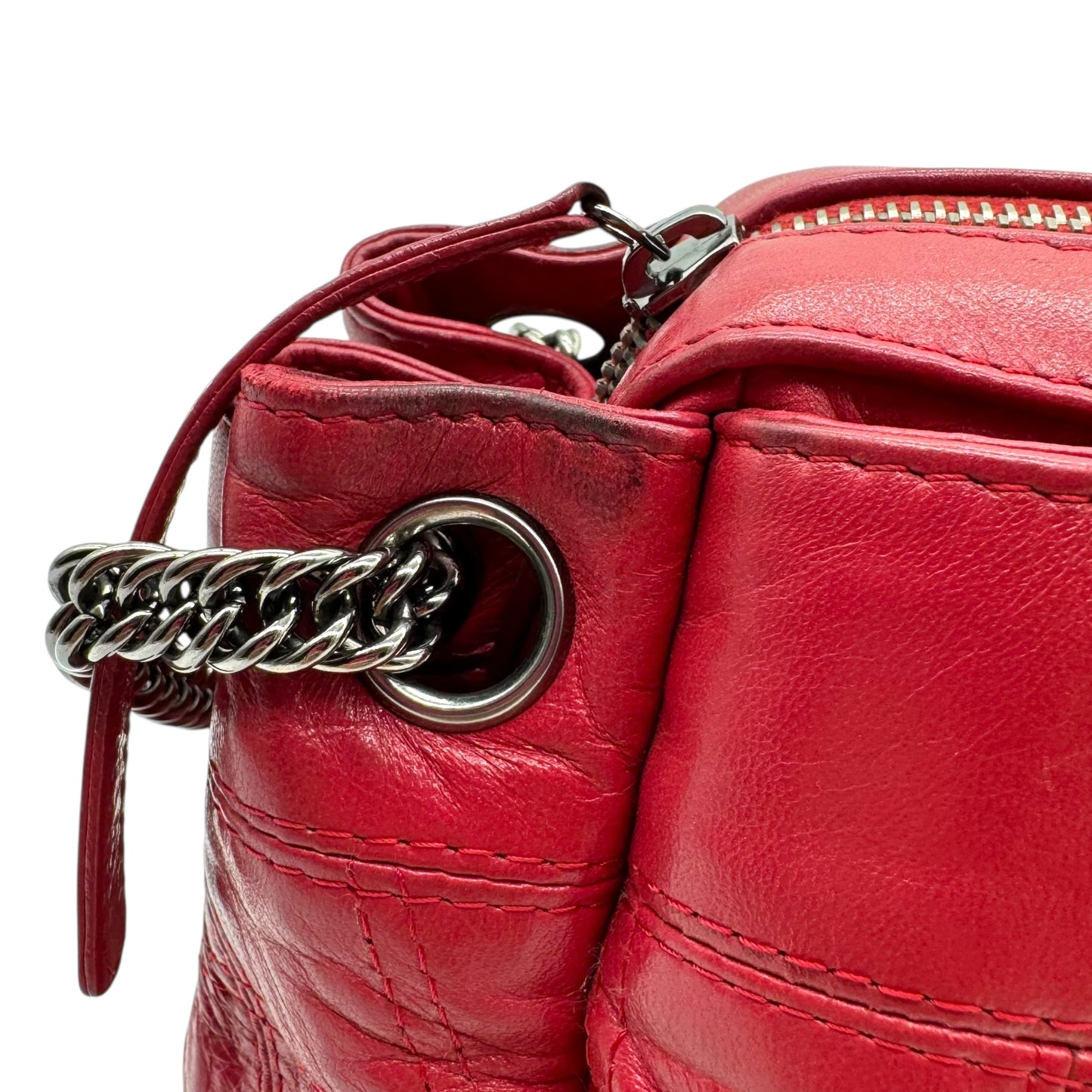 Chanel Red Leather LAX Chocolate Bar Quilted Shoulder Bag 2006-08 - Outfit Repeater