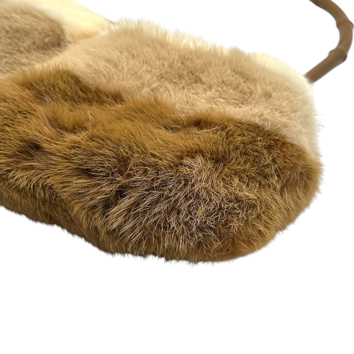 Gucci Shoulder Bag Tan Ostrich Mink Bamboo Handle