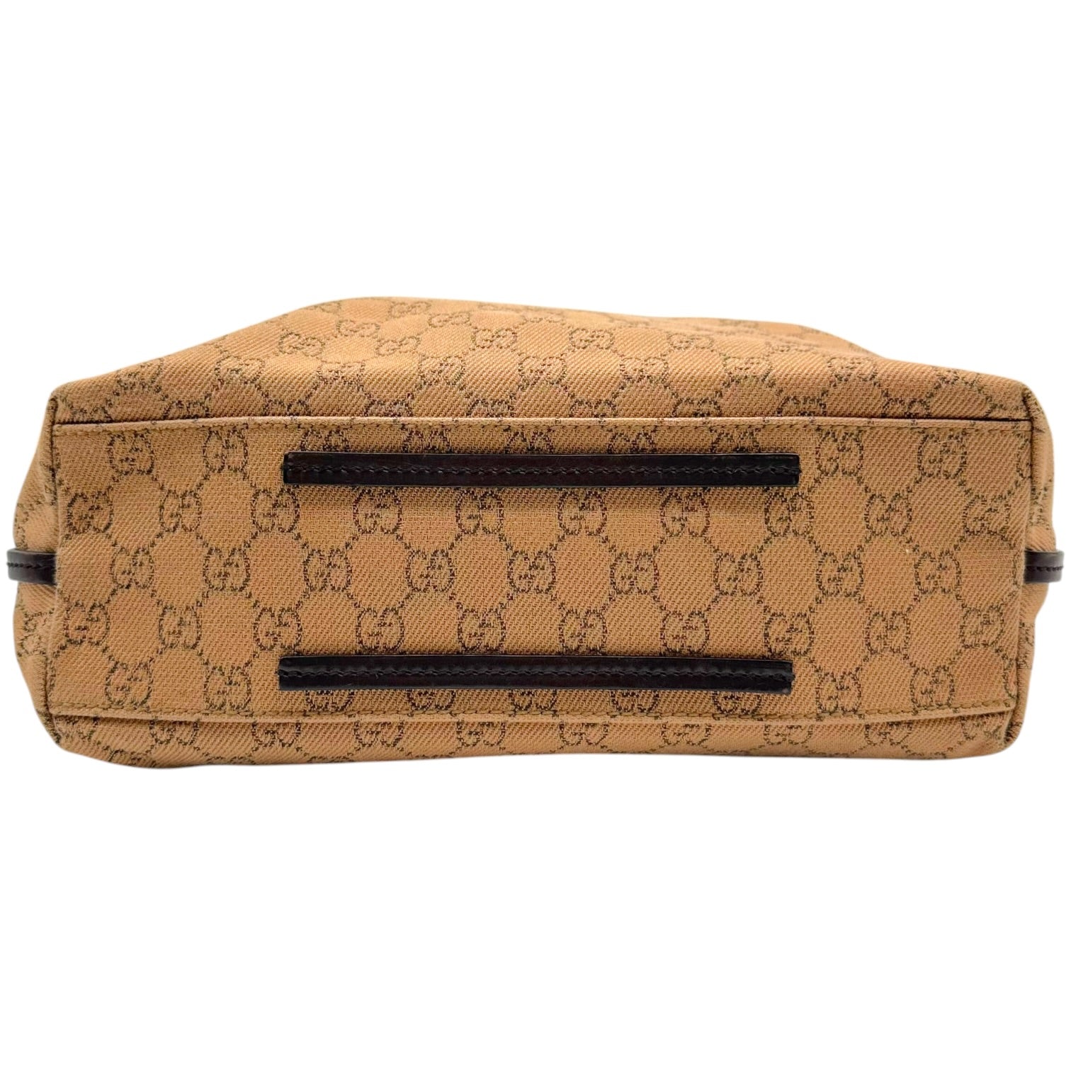 Gucci Tan Monogram Drawstring Slouchy Tote Bag