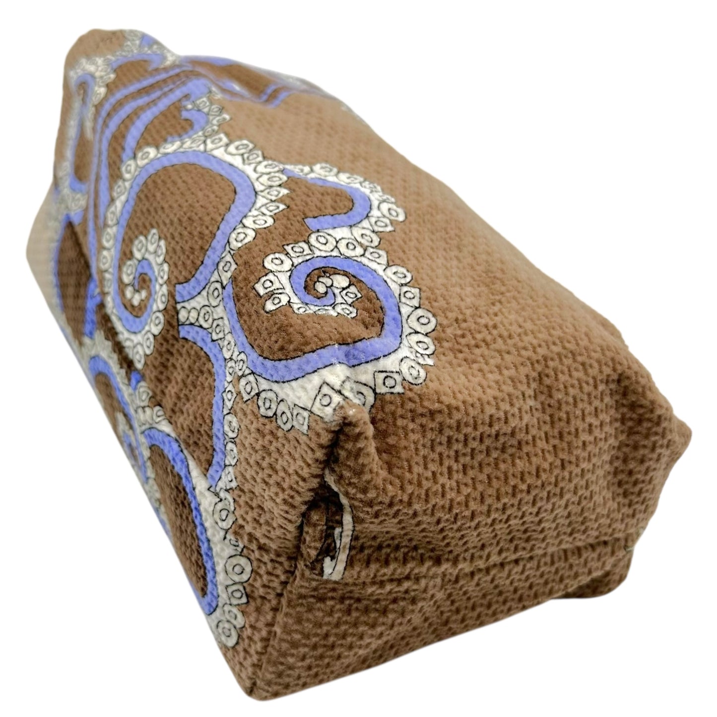 Emilio Pucci Brown & Blue Corduroy Printed Pochette Bag