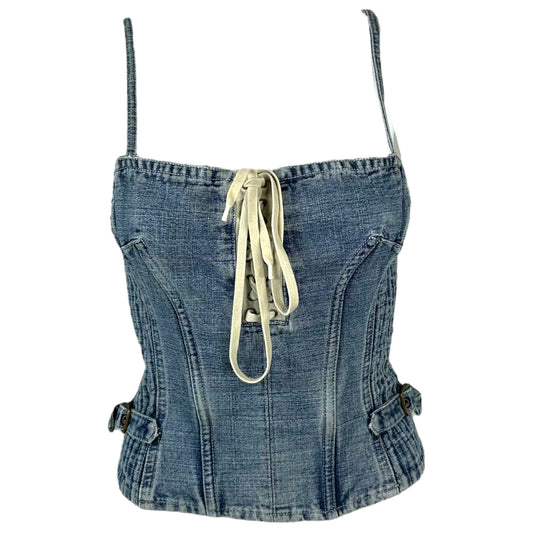 D&G Dolce & Gabbana Denim Lace Up Bustier Top