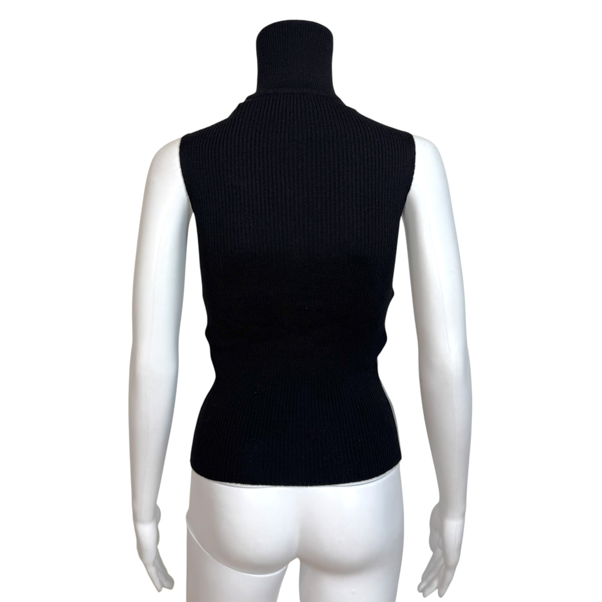 Dolce & Gabbana Black & White Logo Knit Sleeveless Zip-Up Top