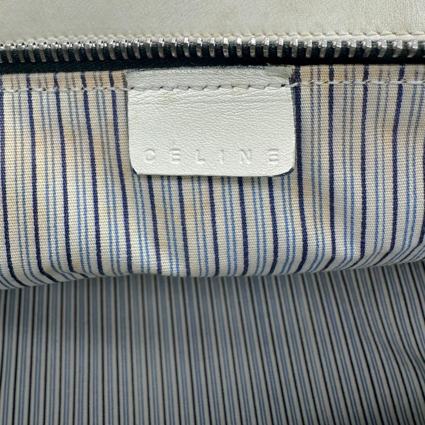 Celine Blue Suede Embossed Pochette Bag