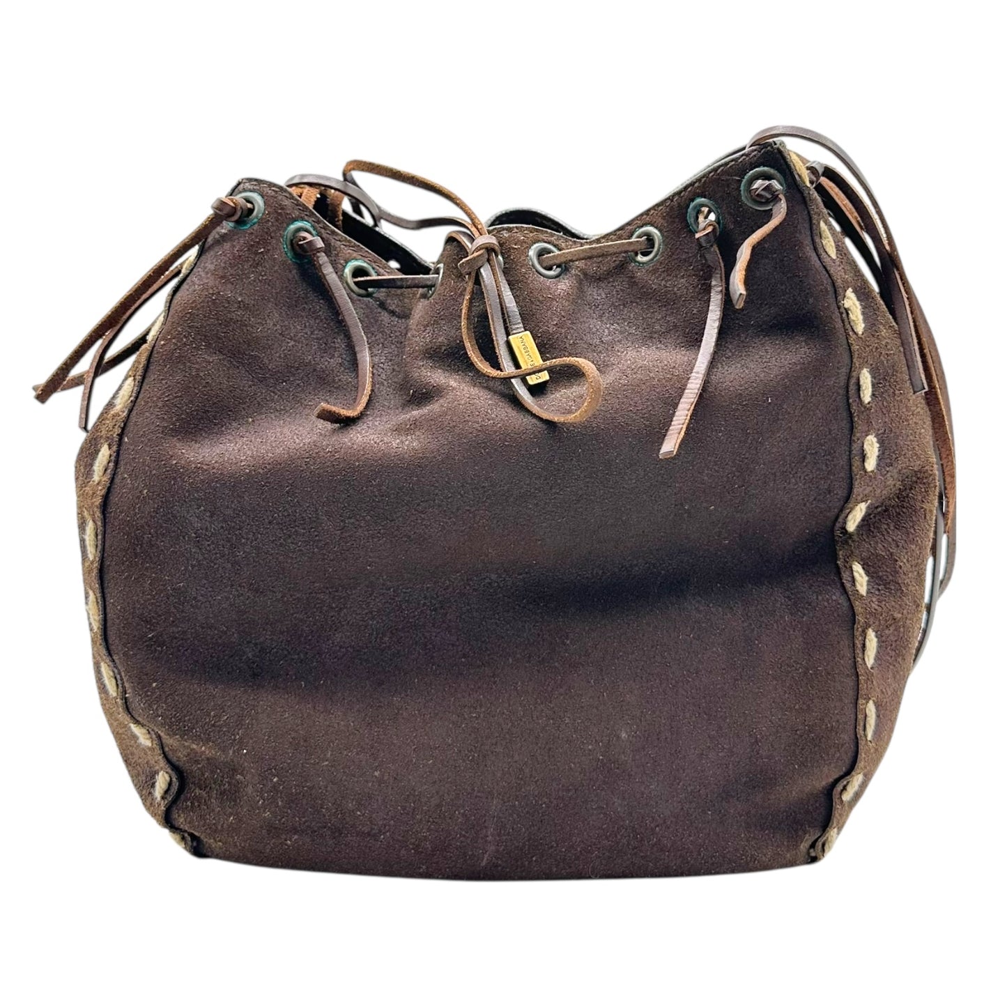 Dolce & Gabbana Brown Suede Whipstitch Bucket Bag - Outfit Repeater