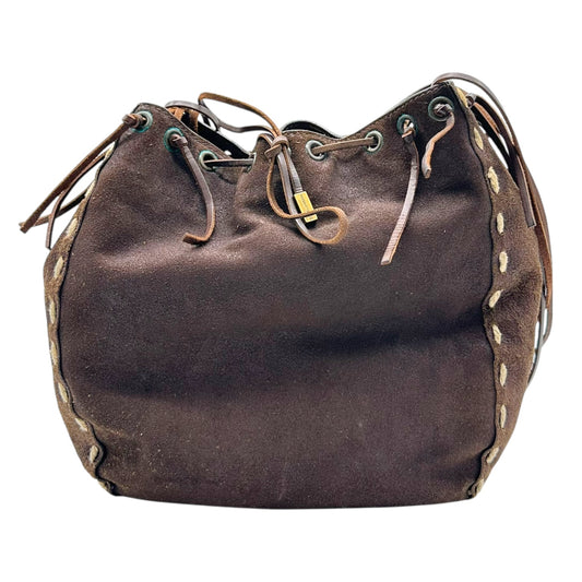 Dolce & Gabbana Brown Suede Whipstitch Bucket Bag - Outfit Repeater