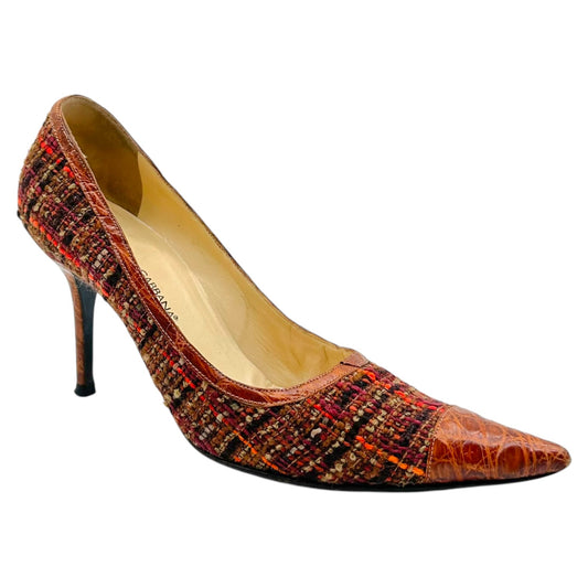 Dolce & Gabbana Brown & Orange Tweed Pointed Toe Heels - Outfit Repeater