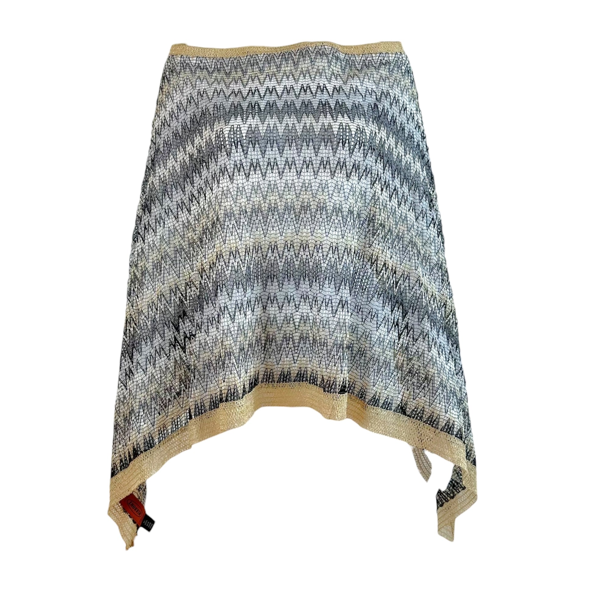 Missoni Sheer Poncho Top Navy Ivory Chevron Knit