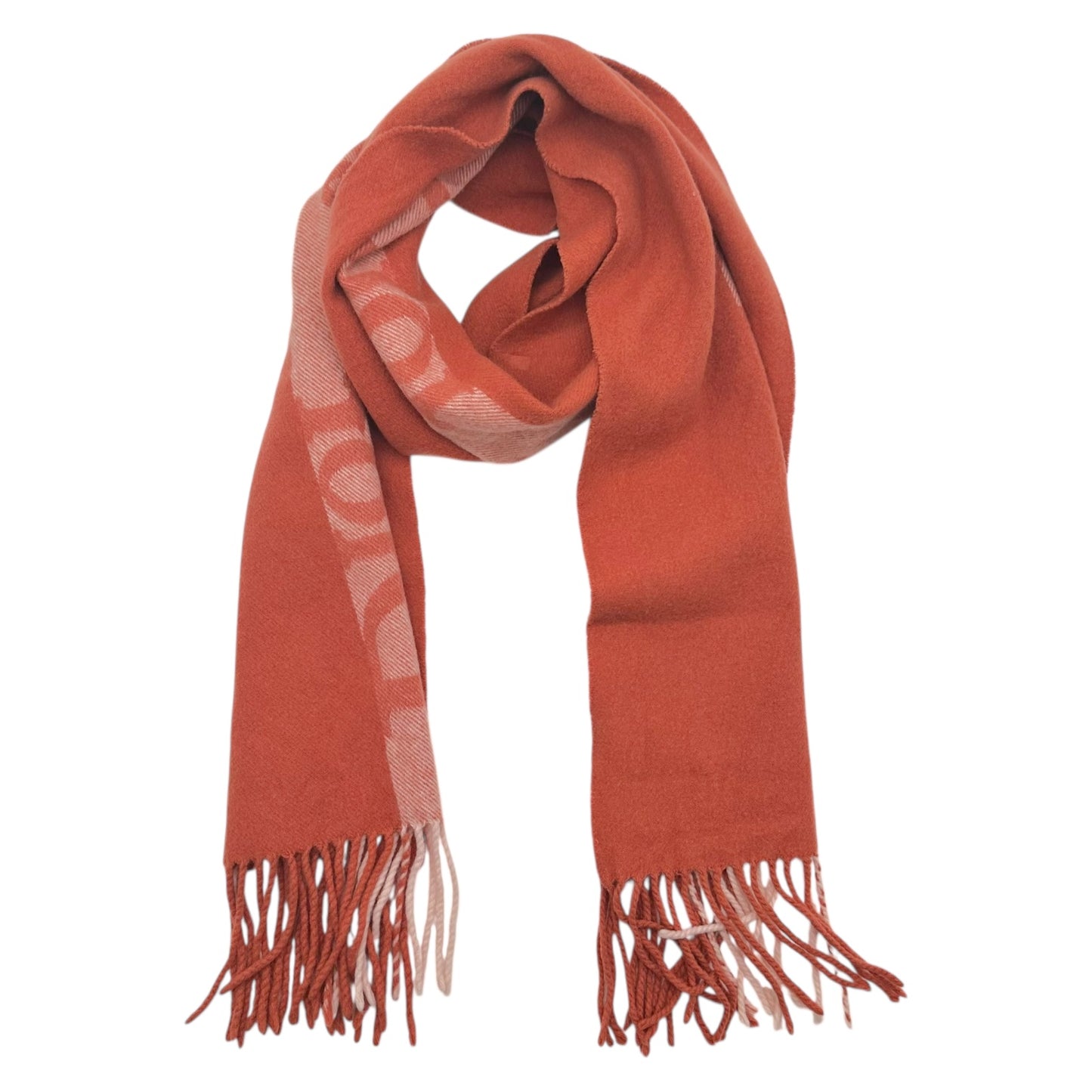 Christian Dior Coral & Pink Cashmere Logo Scarf
