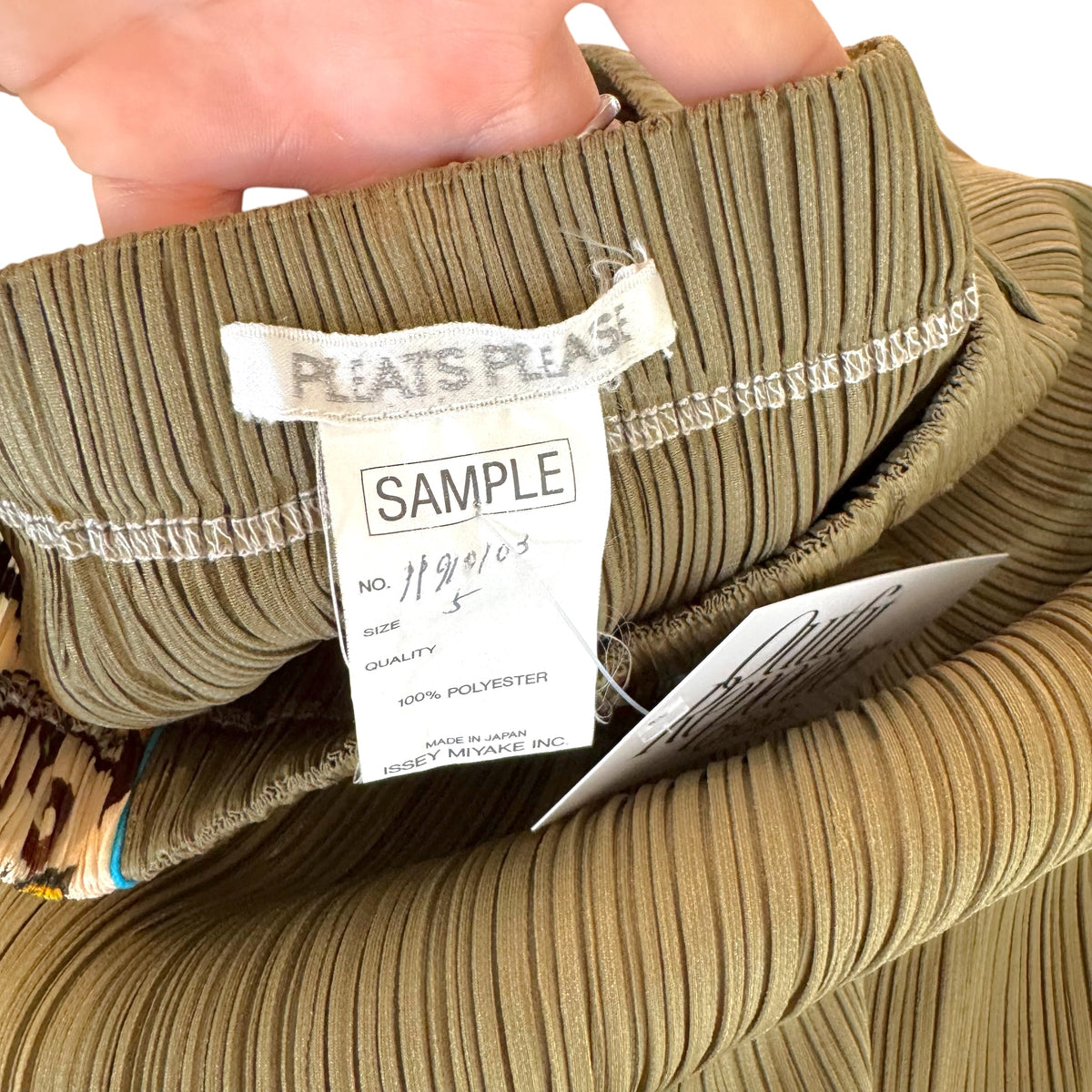 Issey Miyake Pleats Please Khaki Butterfly Print Maxi Skirt