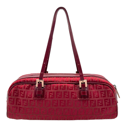 Fendi Red Zucchino Monogram East West Shoulder Bag