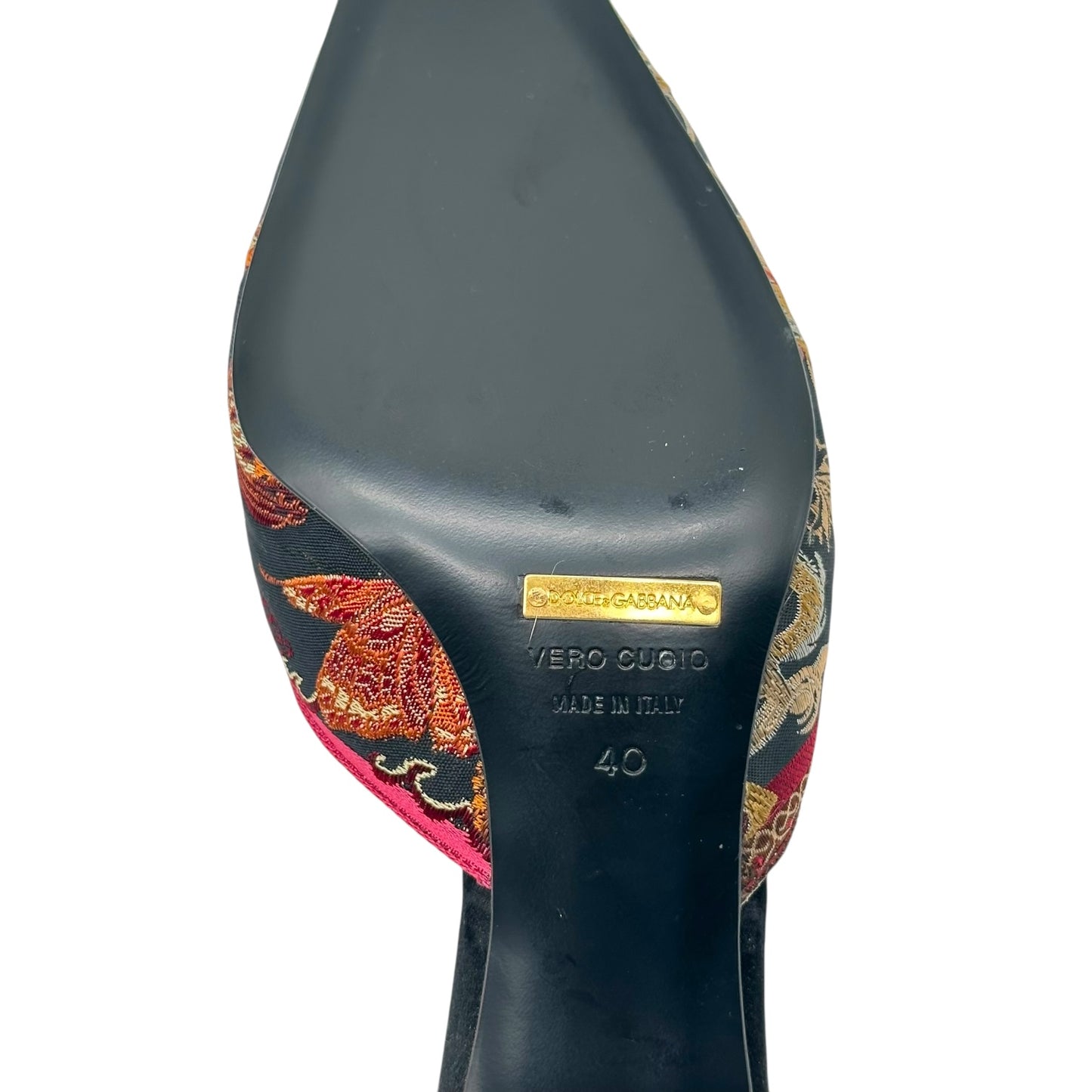 Dolce & Gabbana Asian-Inspired Printed Silk Kitten Heel Mules