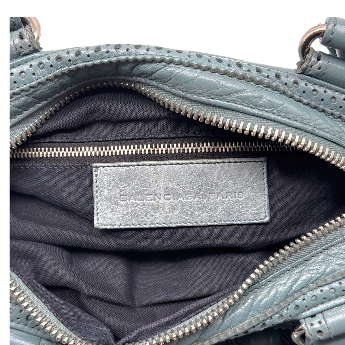 Balenciaga Leather Bowler Bag Dusty Blue 2-Way Small