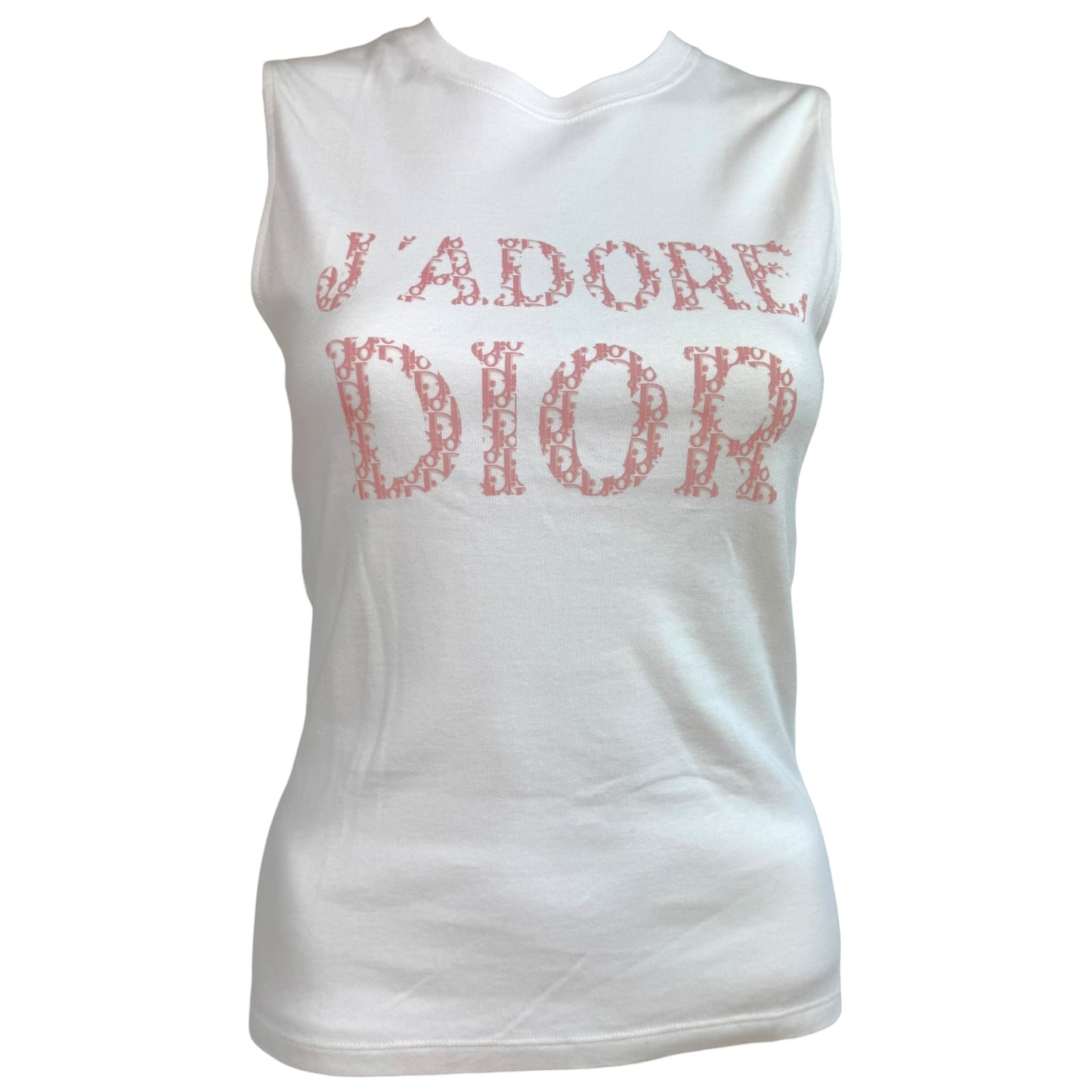 Christian Dior Pink White Trotter Monogram Tank Top