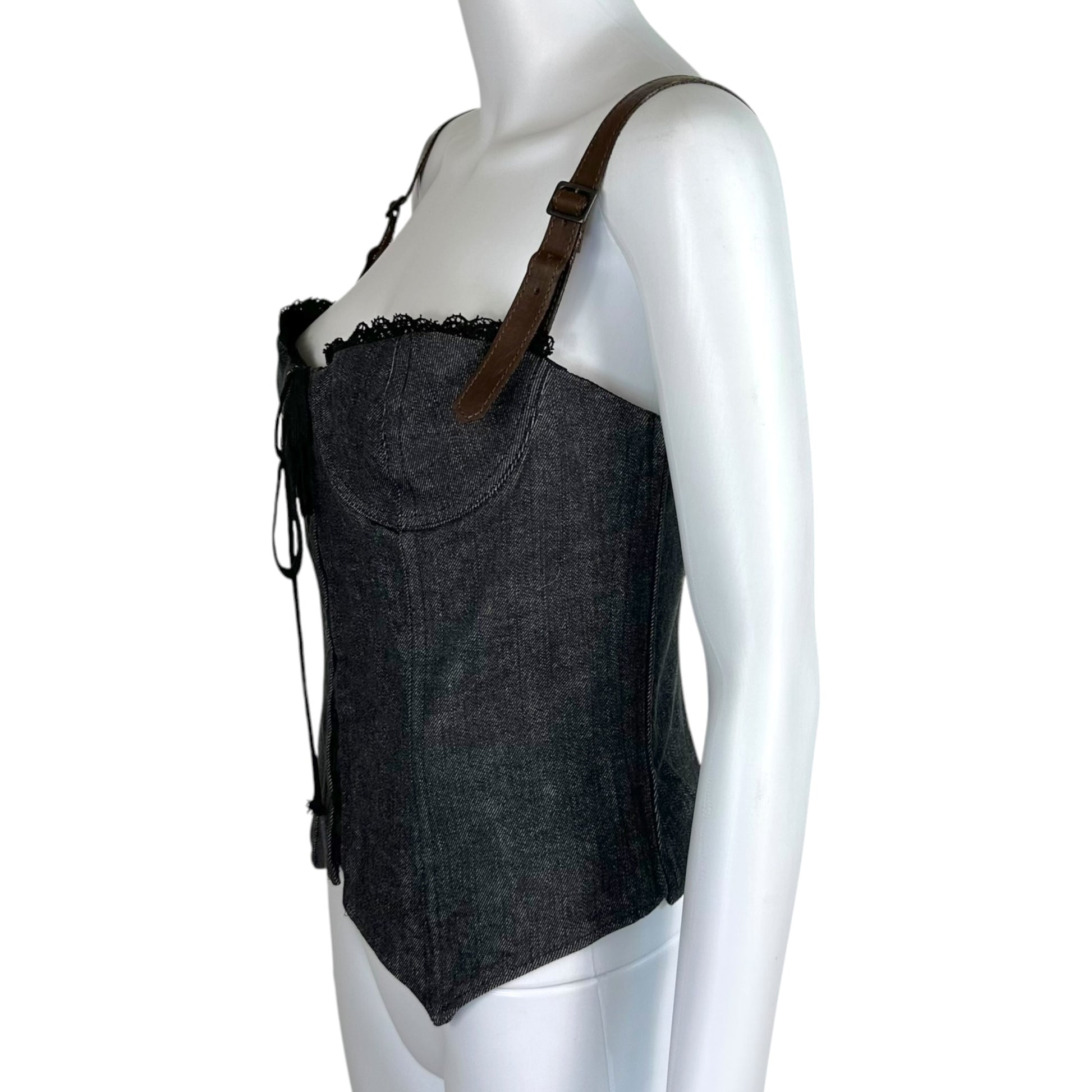 Dolce & Gabbana Dark Wash Denim Corset Top