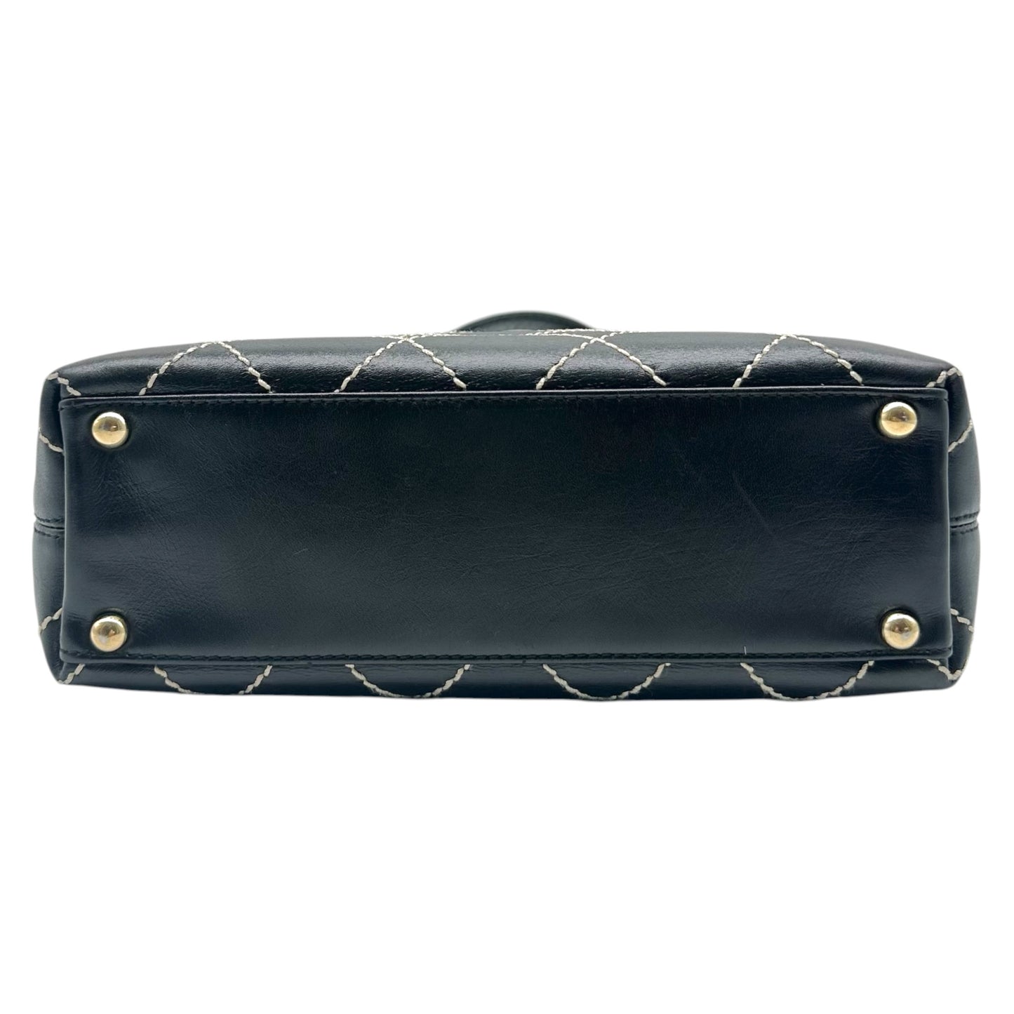 Chanel Black Ivory Contrast Wild Stitch Mini Tote Handbag