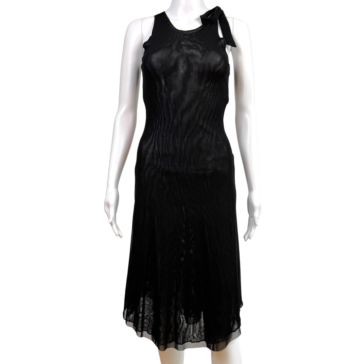 Jean Paul Gaultier Black Mesh Open Back Midi Dress