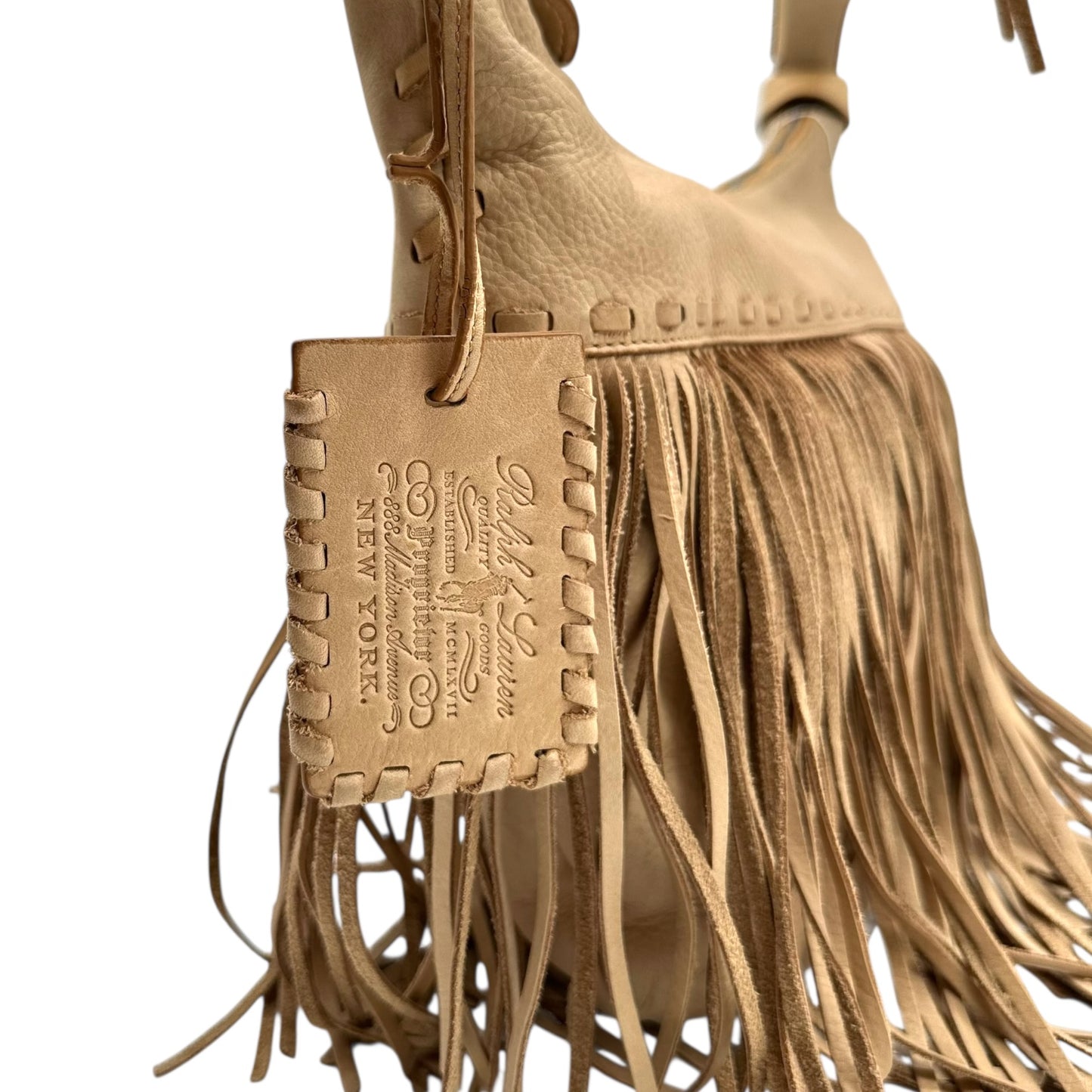 Ralph Lauren Tan Fringe Hobo Bag