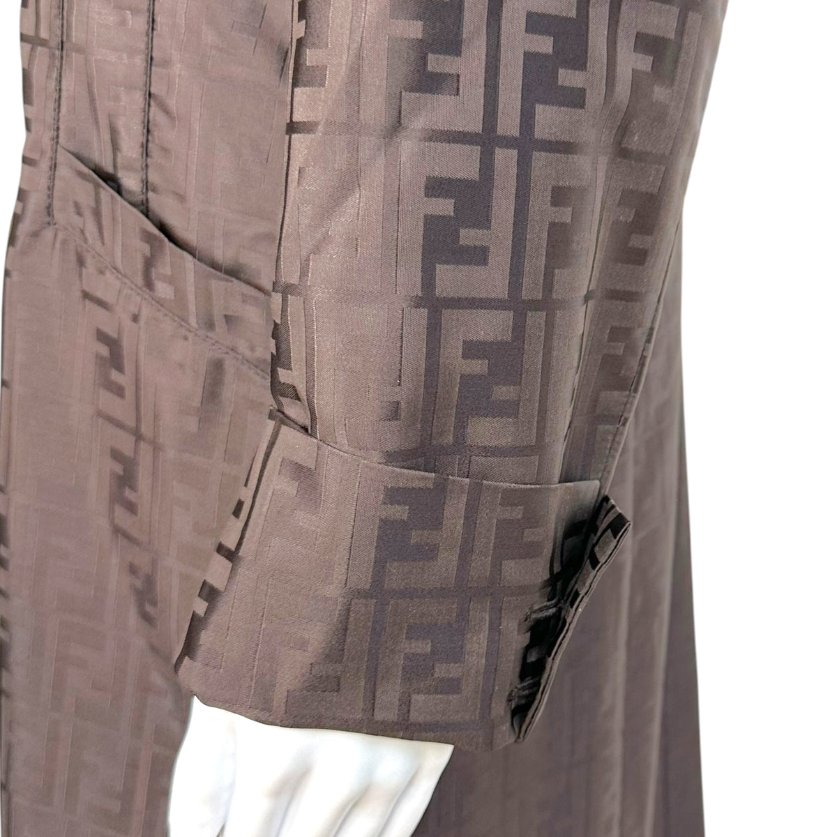 Fendi Brown Zucca Monogram Nylon Mid-Length Trench Coat