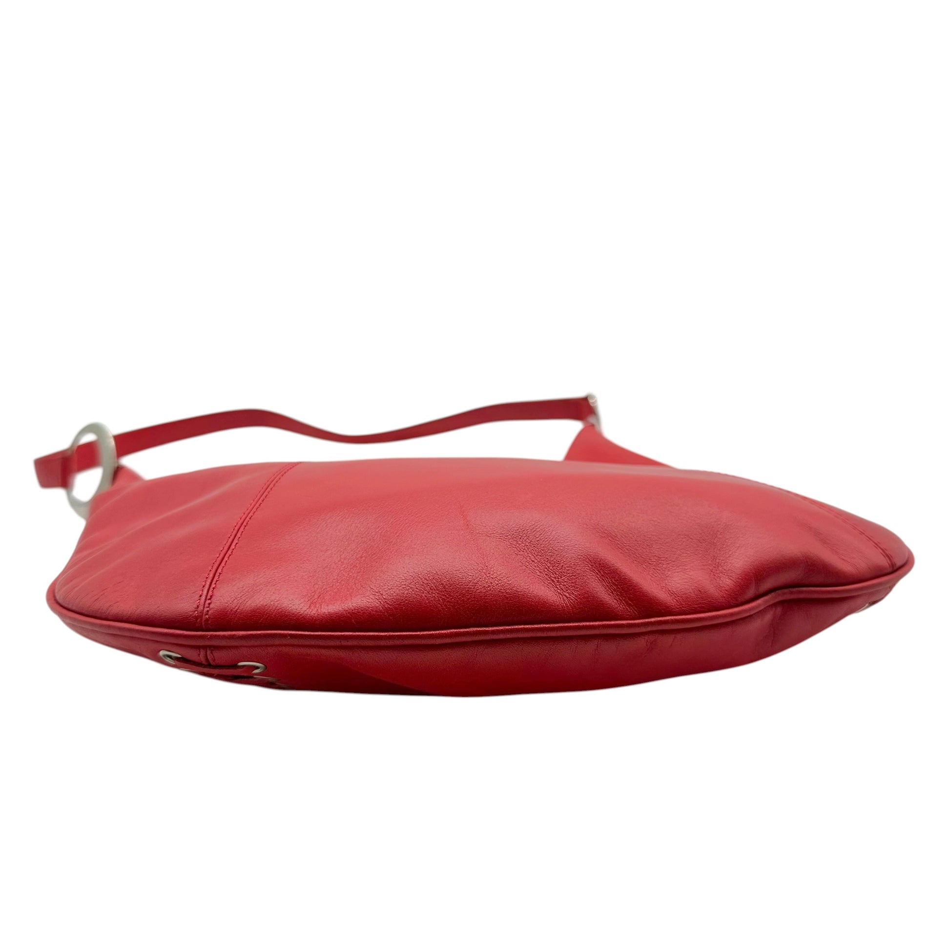 Gianna Versace Red Leather Lace-Up Hobo Bag